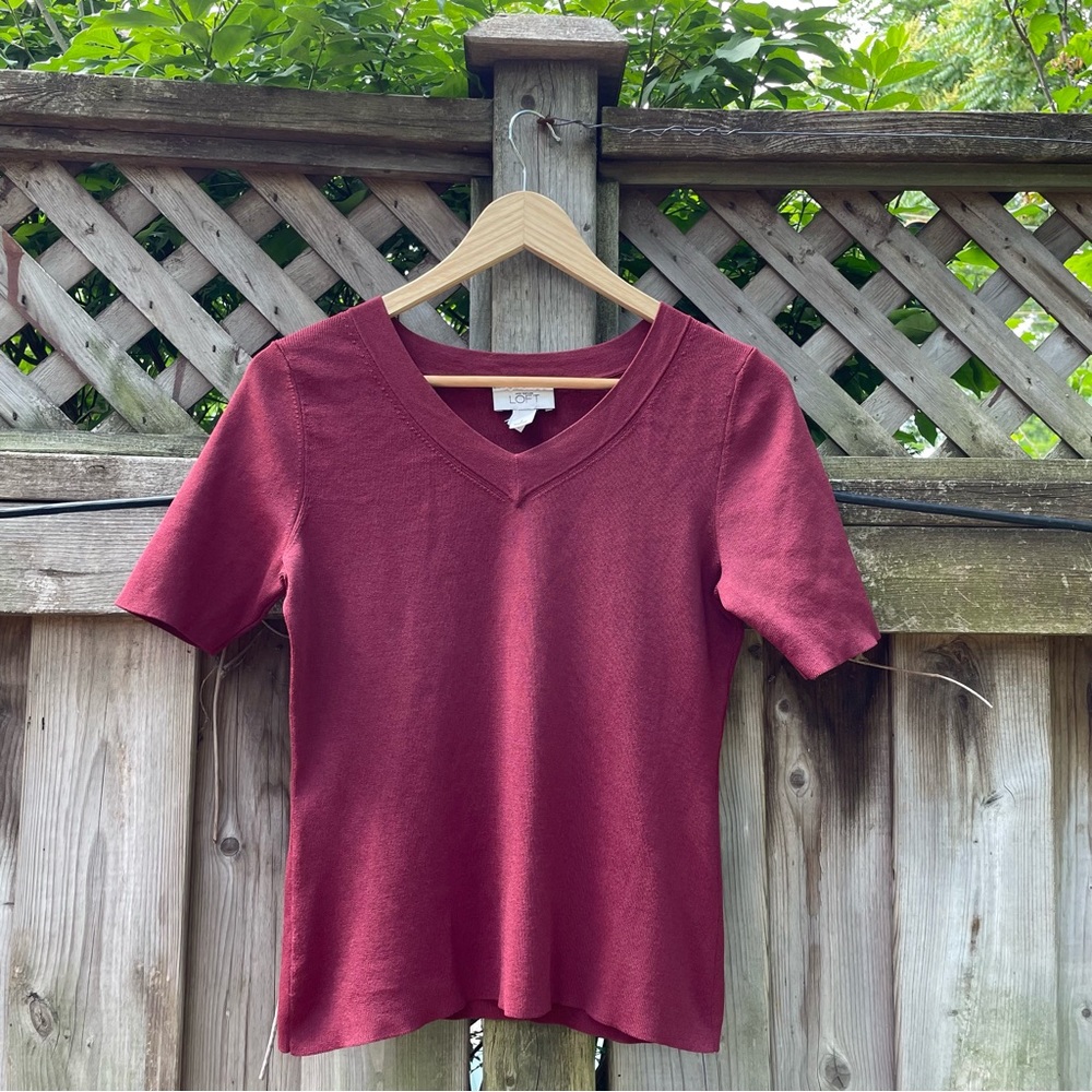 Ann Taylor Burgundy V Neck